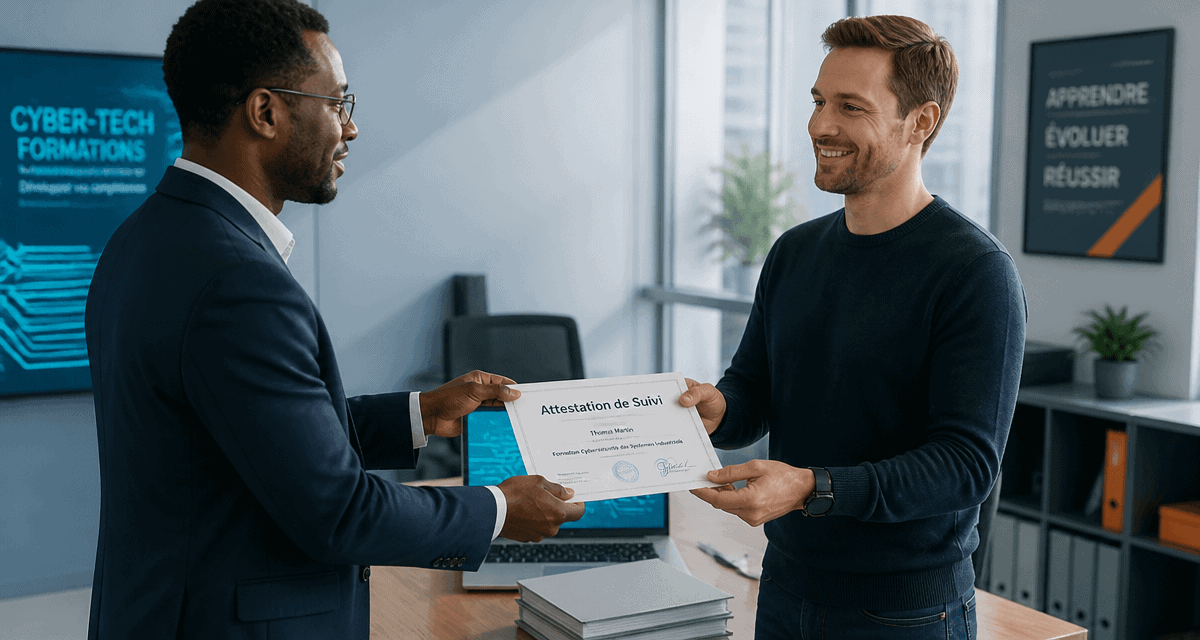 attestation suivi de formation remise à un stagiaire