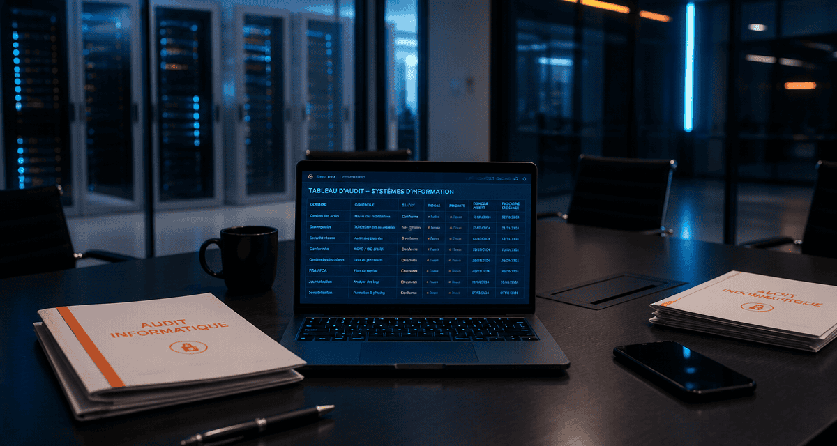 audit informatique entreprise table ordinateur dossiers