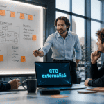 CTO externalisé échange avec fondateurs en open space
