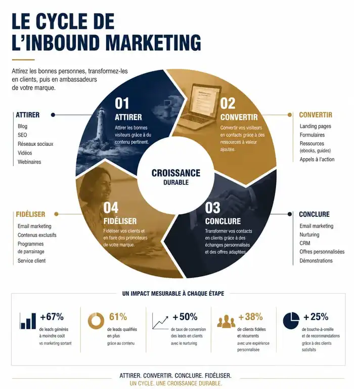 Méthodologie inbound marketing : attirer, convertir, conclure et fidéliser pour une agence inbound marketing à Paris