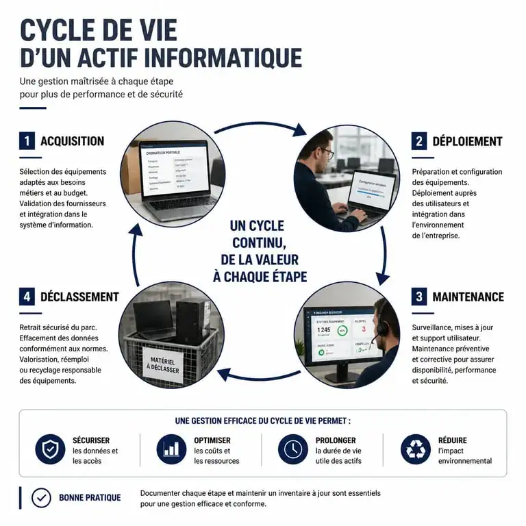 Cycle de vie d'un actif informatique pour une solution de gestion de parc informatique