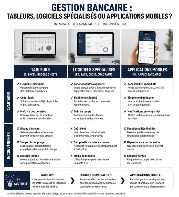 Comparatif des outils de gestion des comptes bancaires : tableur, logiciel et application mobile