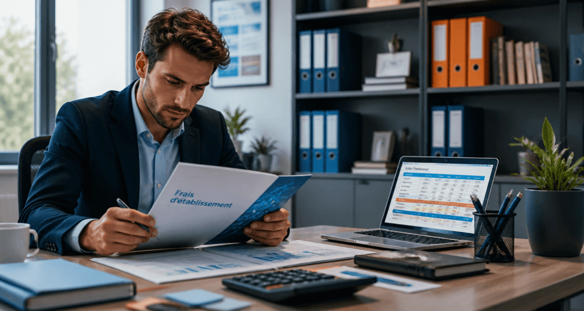 frais d établissement dossier sur bureau moderne