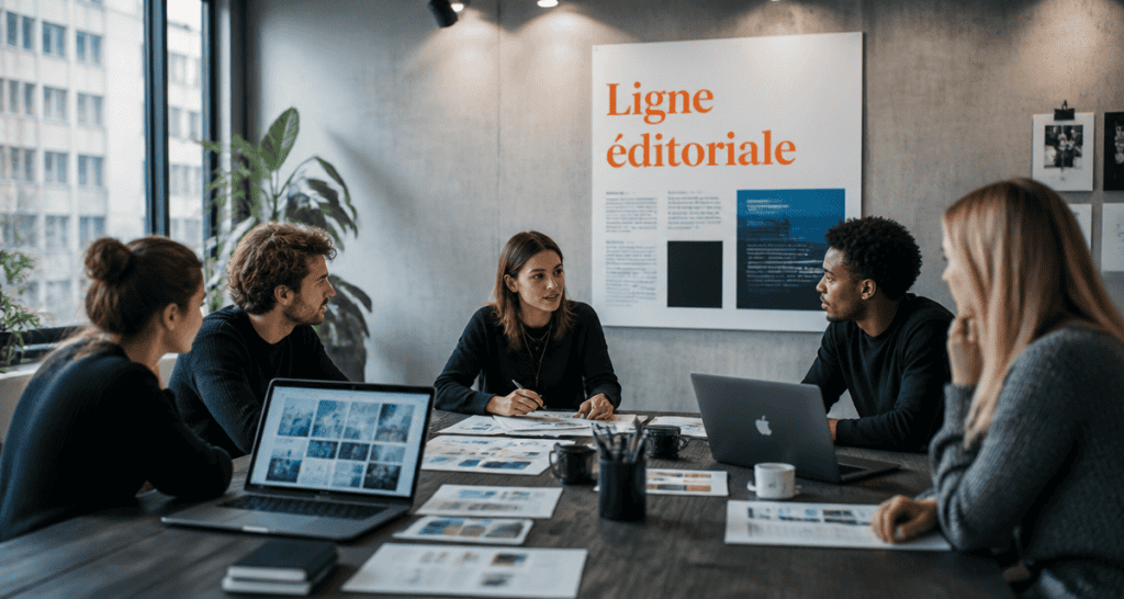 ligne editoriale def equipe autour table moodboards