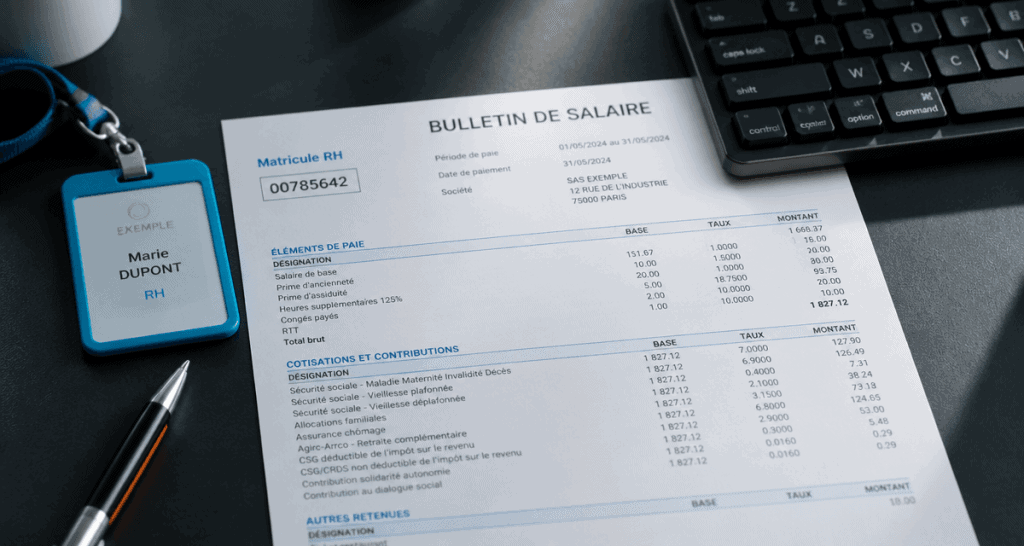 matricule fiche de paie sur bulletin