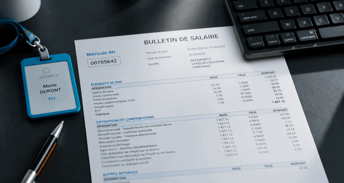 matricule fiche de paie sur bulletin