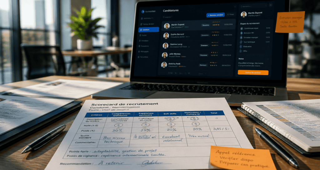 scorecard recrutement fiche évaluation bureau