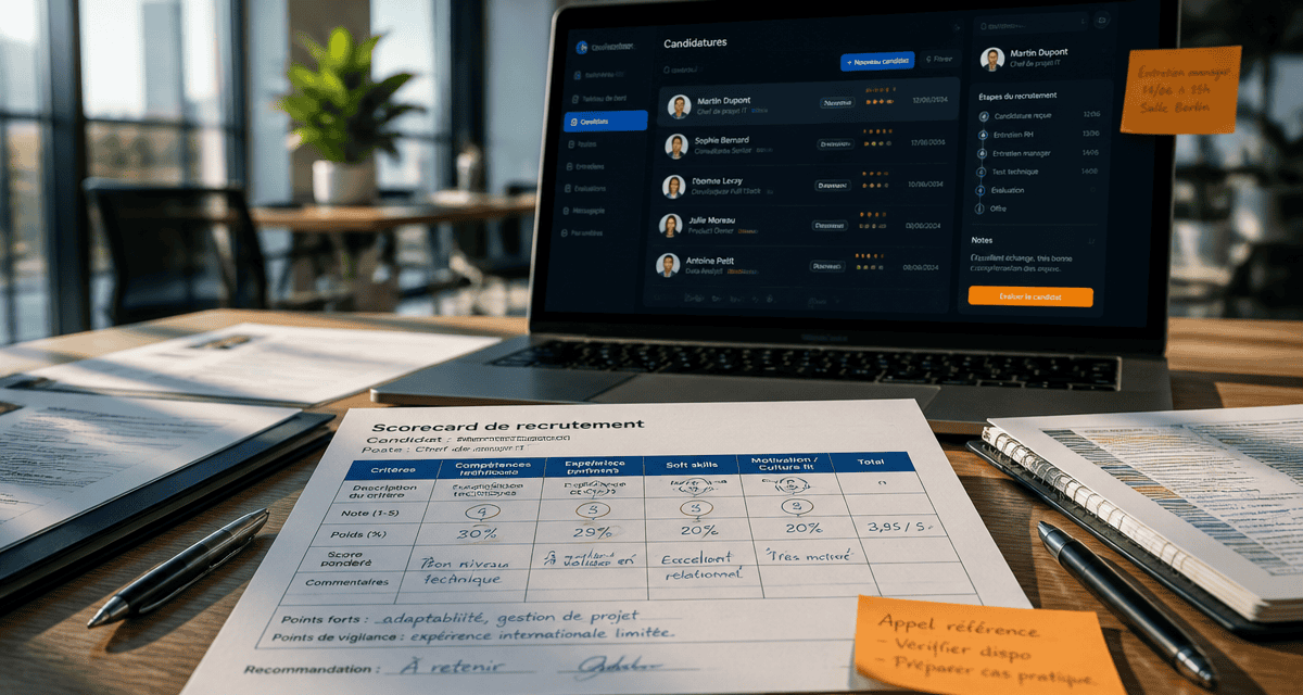scorecard recrutement fiche évaluation bureau