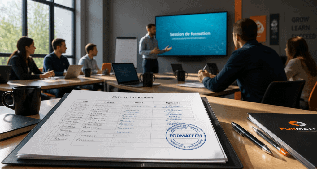 Session de formation en salle avec participants