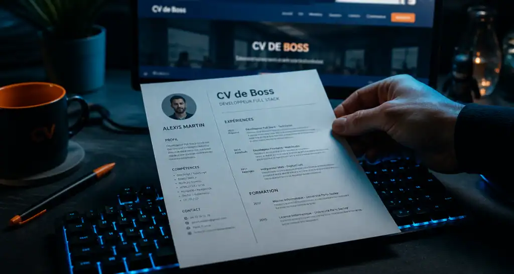 cv de boss cv sur bureau moderne