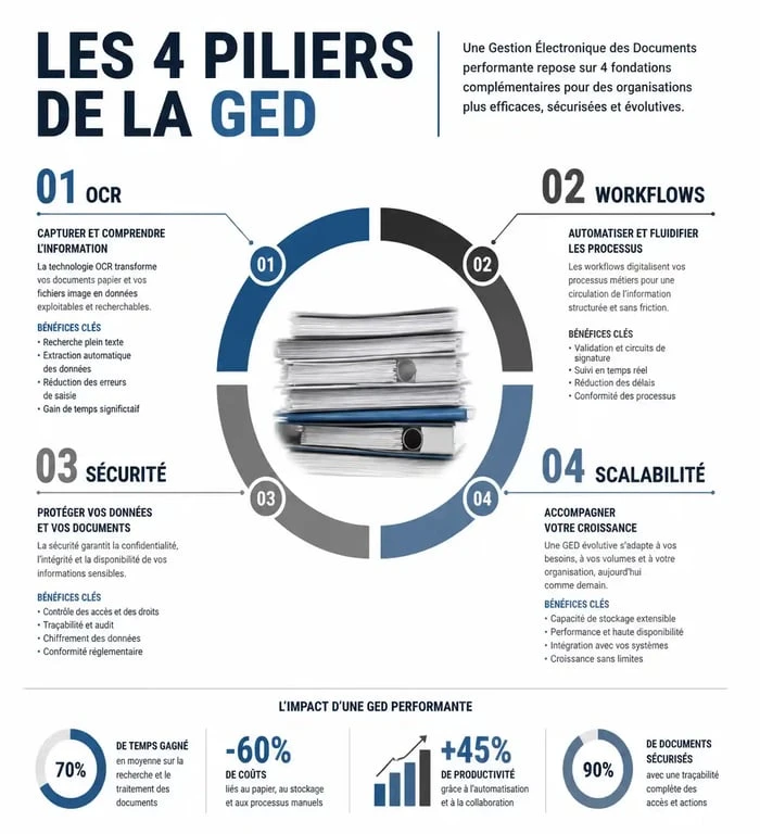 Infographie des critères de choix pour une solution de gestion électronique de documents (GED)