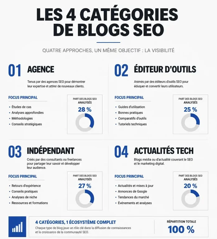 Infographie comparative des types de blogs SEO marketing pour votre veille
