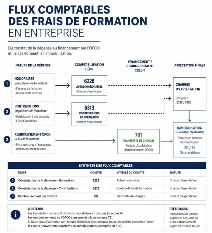 Schéma récapitulatif de la comptabilisation des frais de formation en entreprise