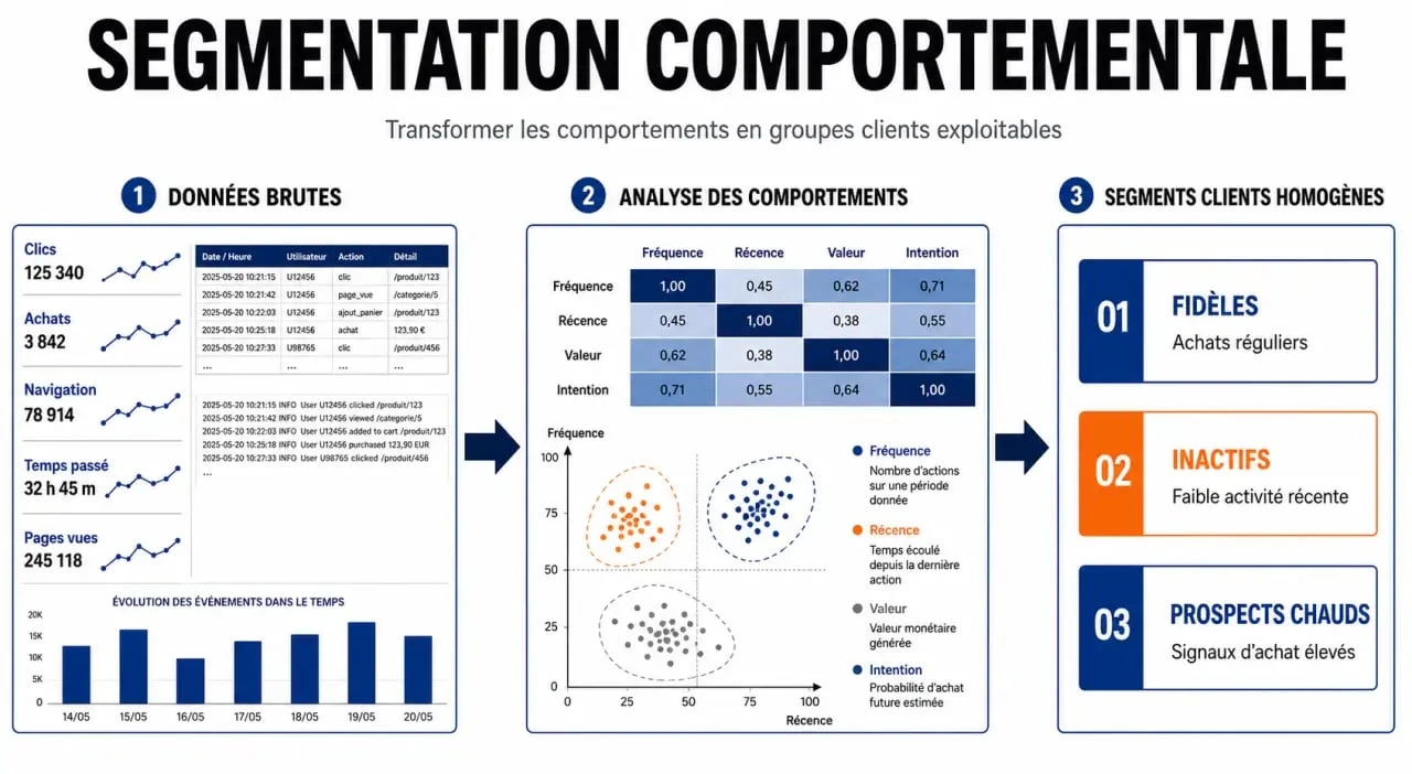 Schéma du processus de segmentation comportementale pour le marketing digital