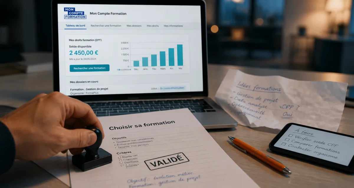 Idée formation CPF : Mon Compte Formation sur ordinateur