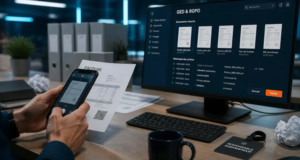 Logiciels GED : scan facture mobile, suivi GED et RGPD, productivité