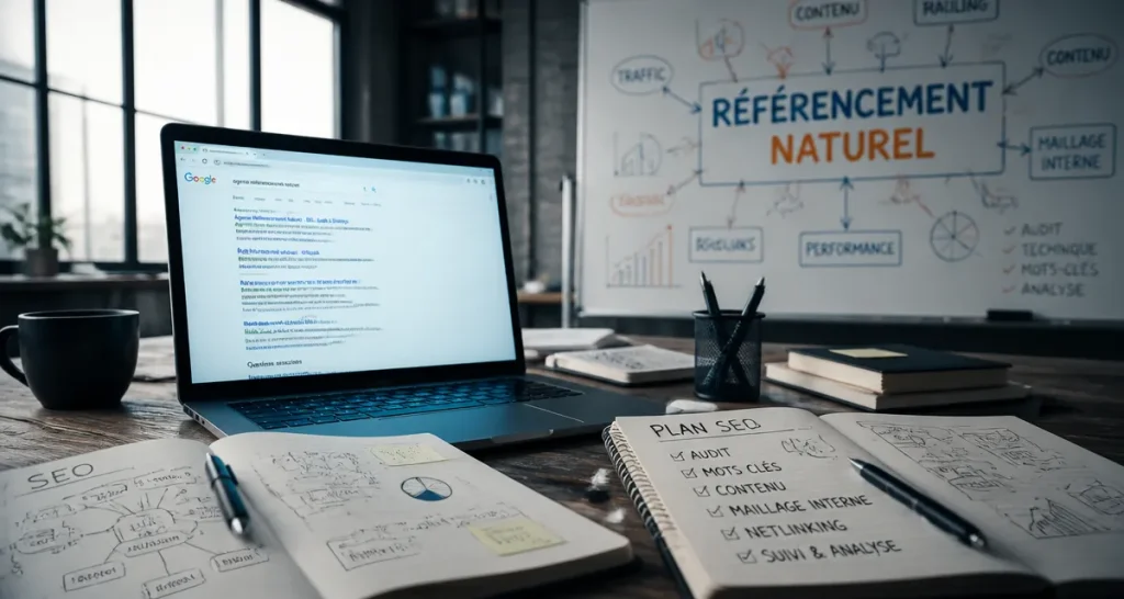 referencement naturel seo ordinateur et schémas