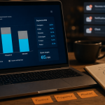 Segmentation comportementale : visualisation RFM sur ordinateur, étiquettes recence fréquence montant