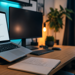 Travailler en remote : bureau ergonomique avec écran et notes