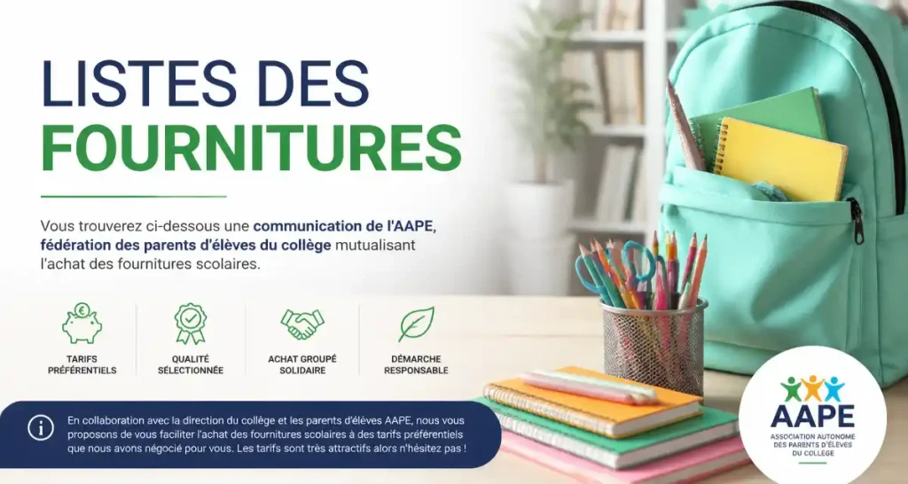 Listes des fournitures