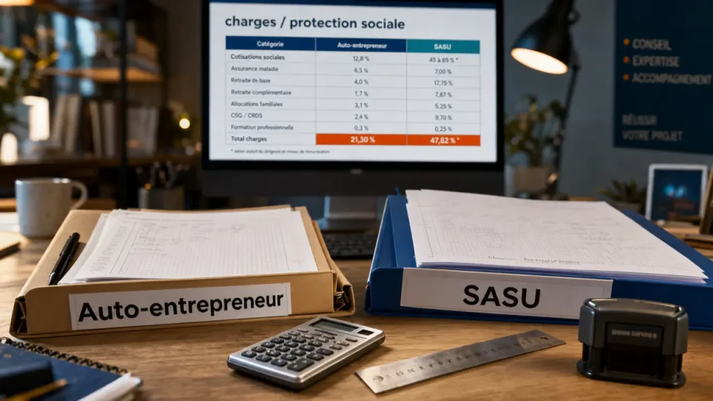 Auto-entrepreneur ou SASU : plafond de chiffre d’affaires, charges et protection sociale
