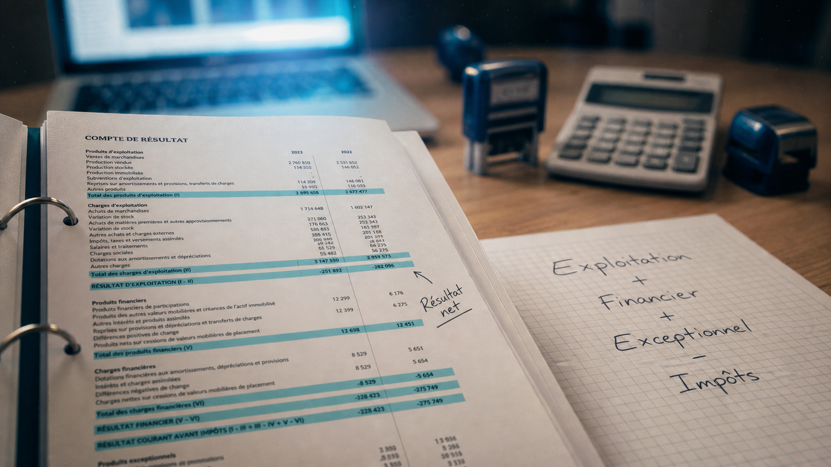 Calcul du resultat net : formule exacte, sous-résultats et erreur à éviter