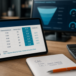 Coût acquisition client (CAC) et formule de rentabilité sur tablette