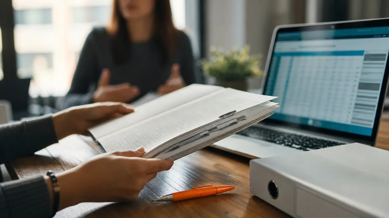 Expert ressources humaines paie et audit social, dossier RH en bureau PME