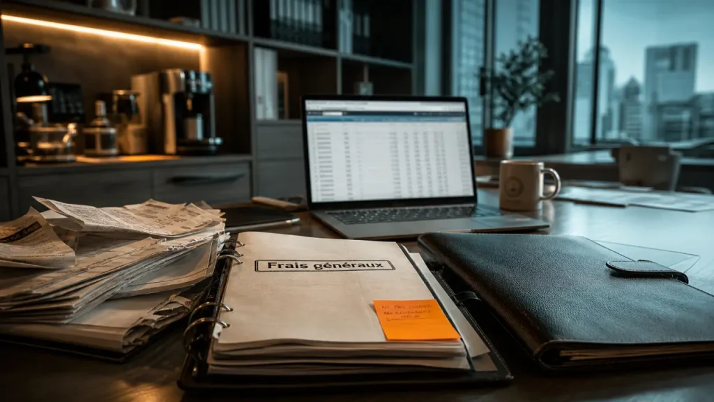 Frais généraux def : factures et charges indirectes au bureau