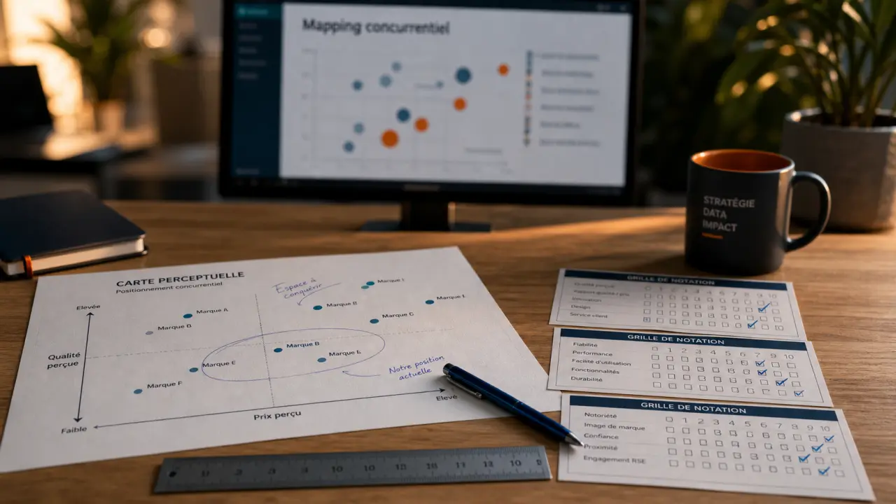 Positionnement concurrentiel : mapping, benchmarking et scoring sur carte perceptuelle