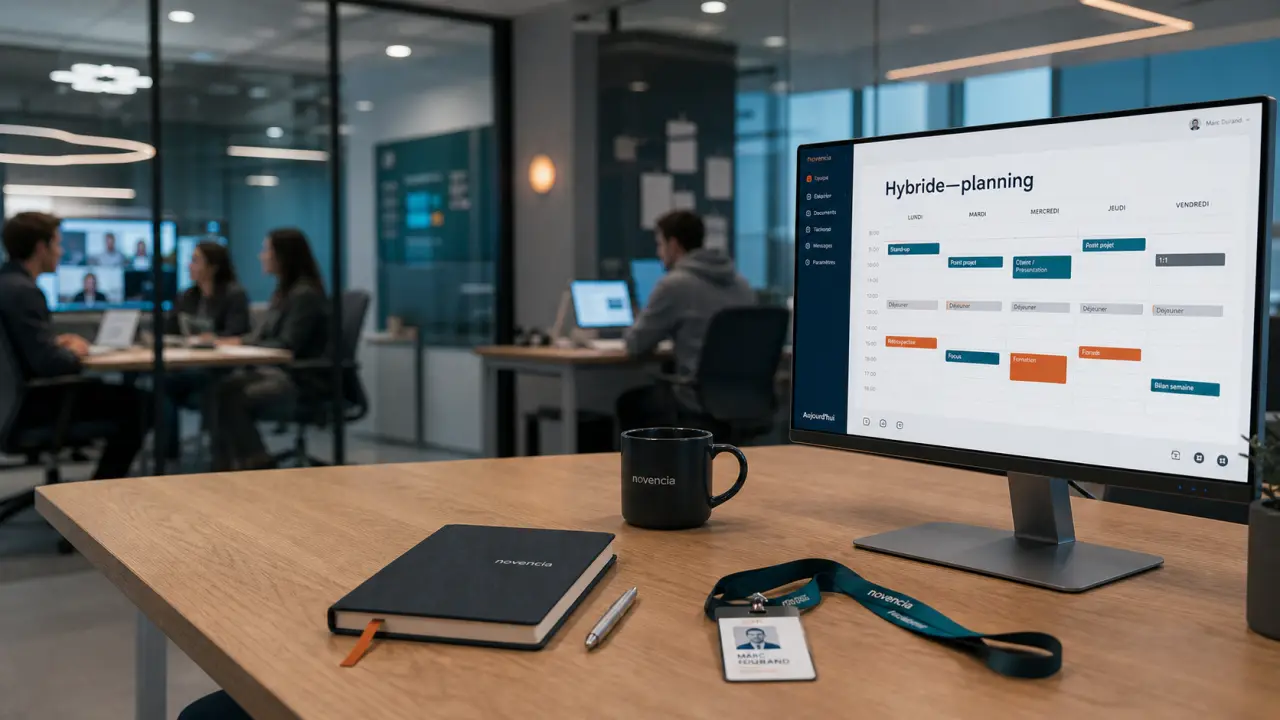 Télétravail hybride définition : organisation au bureau hybride, visioconférence