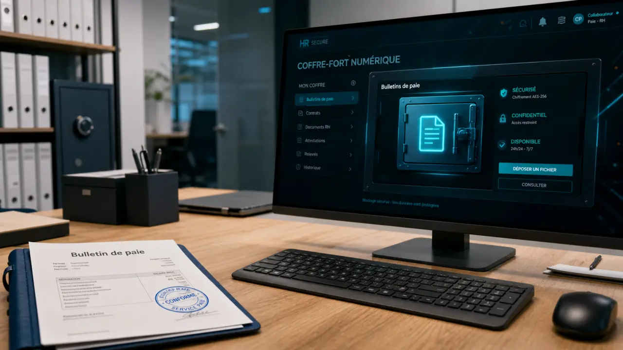 Coffre fort paie pour archivage des bulletins de paie employeur et salarié