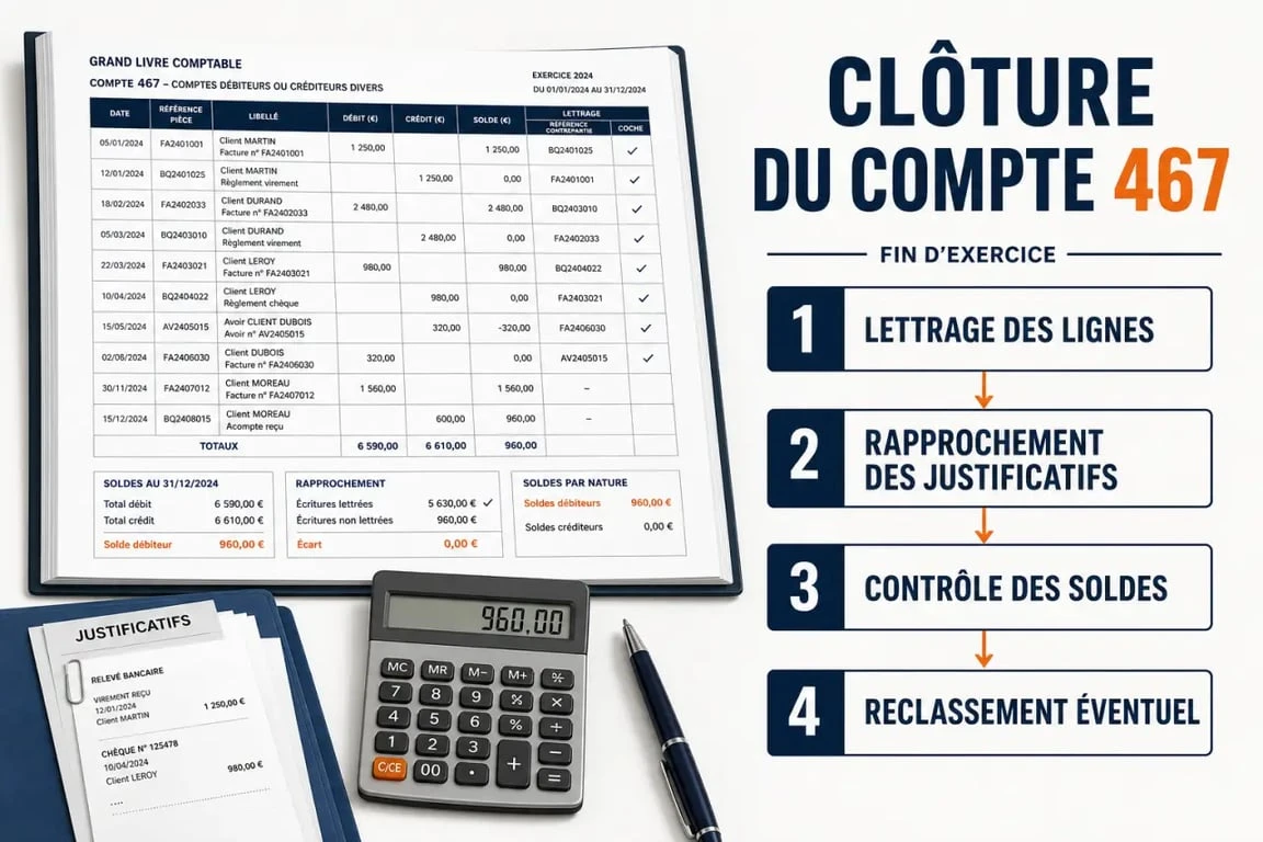 Compte comptable 467 : schéma de clôture et de lettrage en fin d’exercice