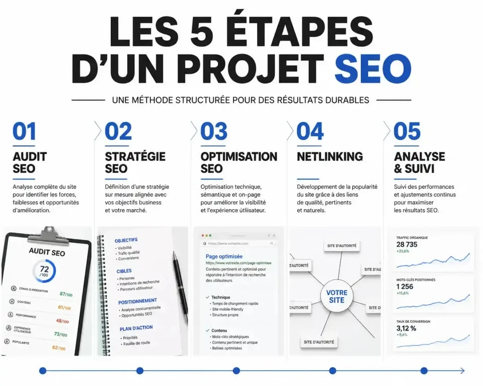 Méthodologie de gestion de projet SEO en 5 étapes clés