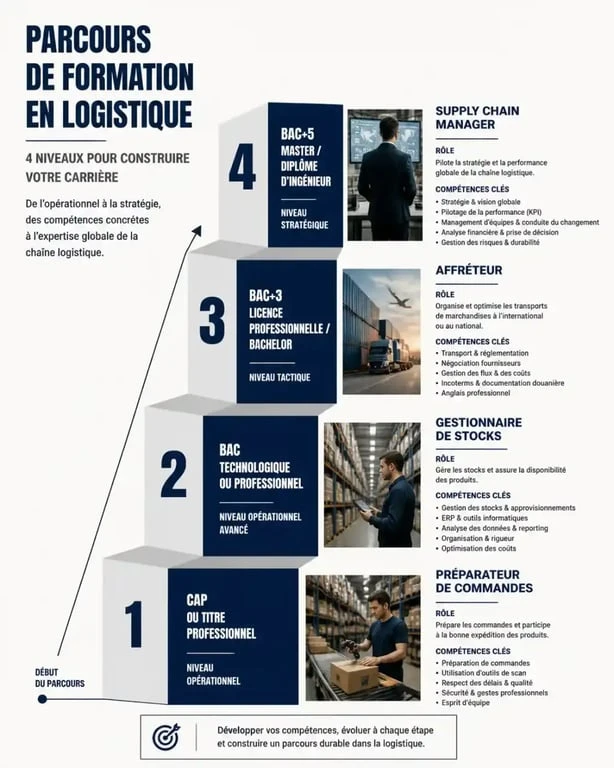 Logistique formation du CAP au bac+5 et métiers associés