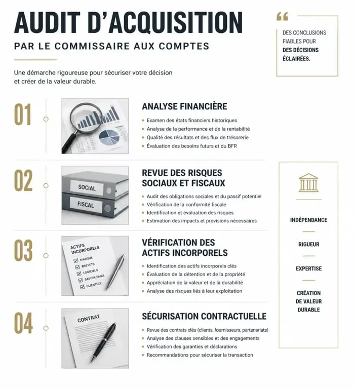 Processus d'audit d'acquisition par un commissaire aux comptes
