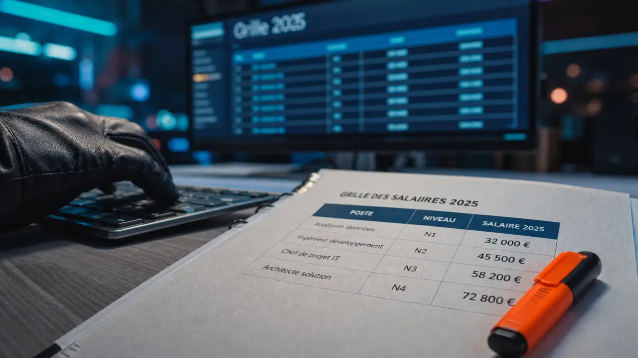 Salaire en informatique : grille 2025 sur un bureau