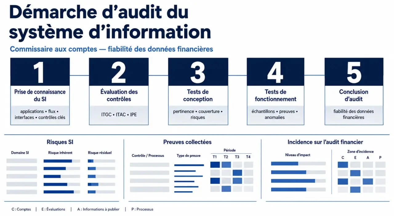 Audit système d'information commissaire aux comptes : schéma de la démarche de contrôle des ITGC, ITAC et IPE