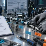 Formation CQPM aéronautique : mains gantées sur câblage