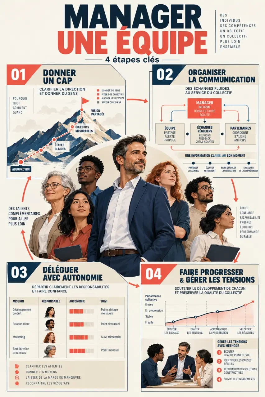 Comment manager une équipe : illustration des étapes clés du management au quotidien